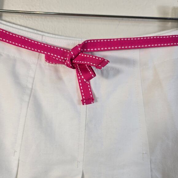 Lands' End Oxford Pleated Skort Women's 10 White Ribbon Belt Pickleball Tennis - Picture 4 of 12